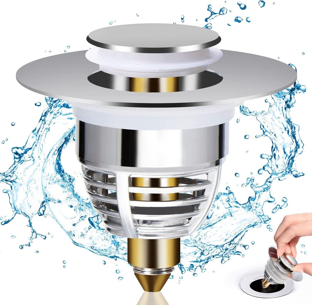 Diboniur Bonde de Lavabo, Bouchon Baignoire Universel Pop-Up avec 2 Joints pour Baignoire, Cuisine, lavabo (Orifice de vidange 32-41 mm)