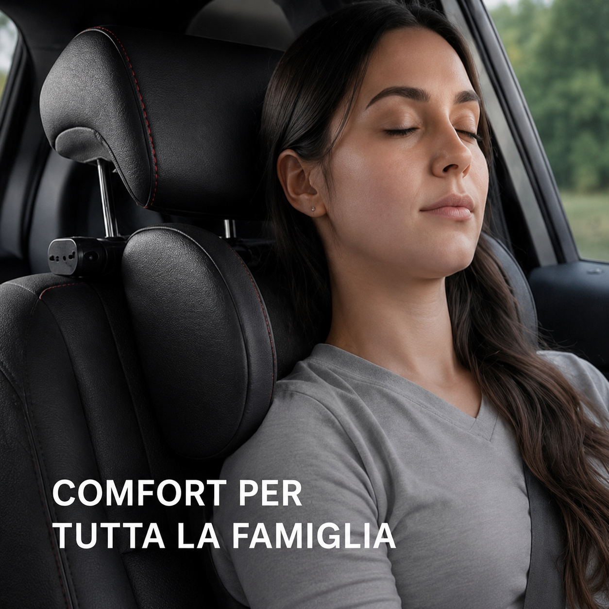 Kit supporto poggiatesta per auto – Cuscino da viaggio per poggiatesta del sedile auto, ideale per il riposo e il sonno durante gli spostamenti.